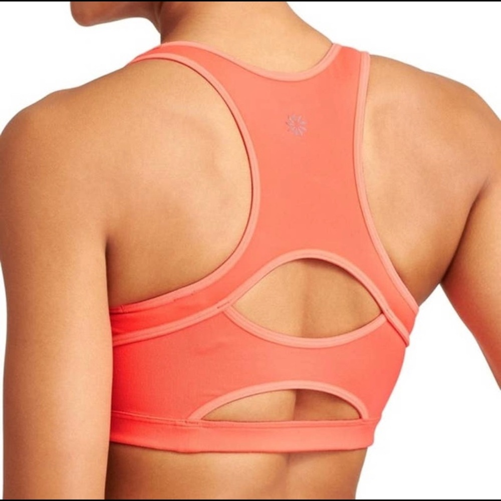 Athleta Double Dare Sports Bra in Bright Coral